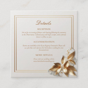 Carte D'accompagnement Détails de mariage botanique doré