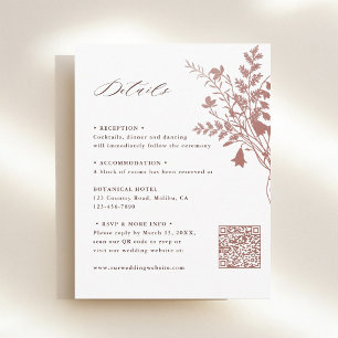Carte D'accompagnement Détails de mariage botanique rose poussiéreux élég