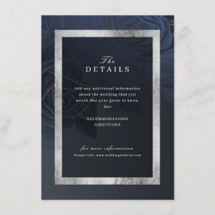 Carte D'accompagnement Détails de mariage botaniques vintage rose marine