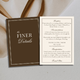 Carte D'accompagnement Détails de mariage Brown et Ivory Classic Old Mone