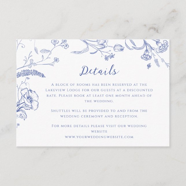 Carte D'accompagnement Détails de mariage calligraphie chinoiserie vintag (Devant)