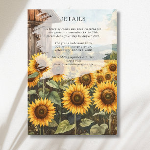 Carte D'accompagnement Détails de mariage champ de tournesols maison en b