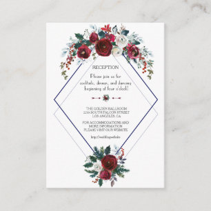 Carte D'accompagnement Détails de mariage charmants floraux bordeaux et m