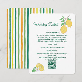 Carte D'accompagnement Détails de mariage chic citron agrume