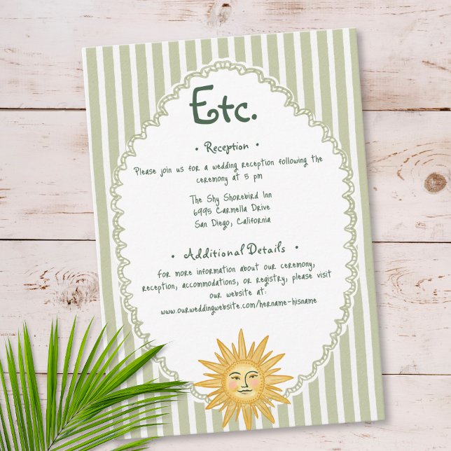 Carte D'accompagnement Détails de mariage chic côtier palmier soleil (Coastal Chic Sun Palm Tree Wedding Details Enclosure Card)