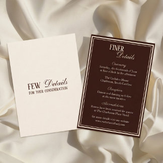 Carte D'accompagnement Détails de mariage chic espresso brun argent ancie