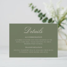 Détails de mariage classique élégant vert olive