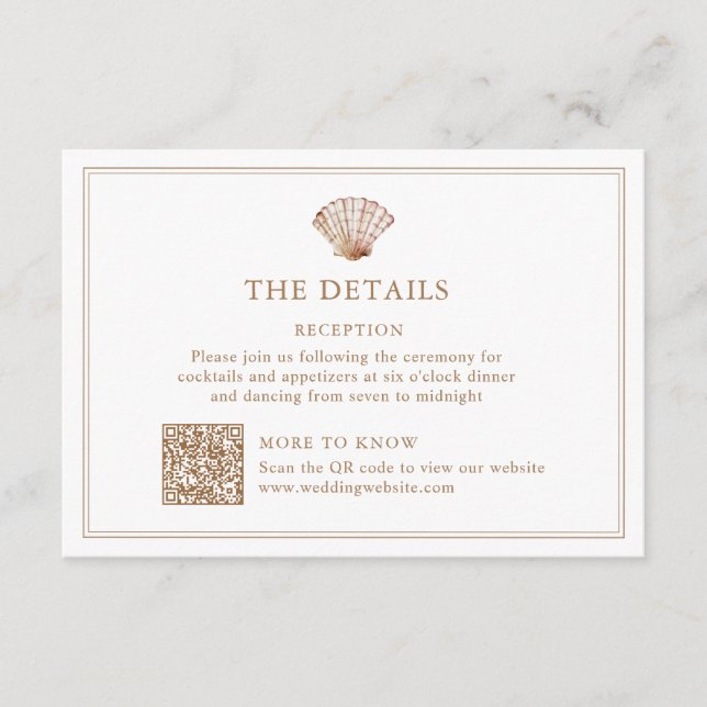 Carte D'accompagnement Détails de mariage Coquillage Brun (Devant)