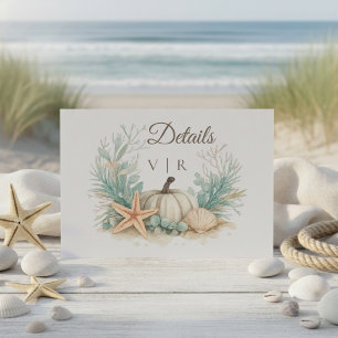 Carte D'accompagnement Détails de mariage Coquilles de citrouille de litt