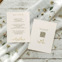 Détails de mariage crème doré floral vintage franç
