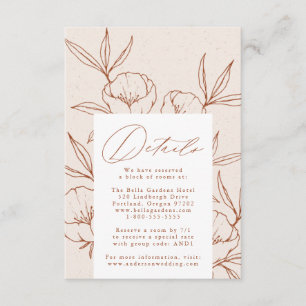 Carte D'accompagnement Détails de mariage Crème Fleur Botanique Cannelle