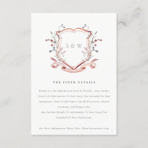 Carte D'accompagnement Détails de mariage de blason aquarelle de fleur sa