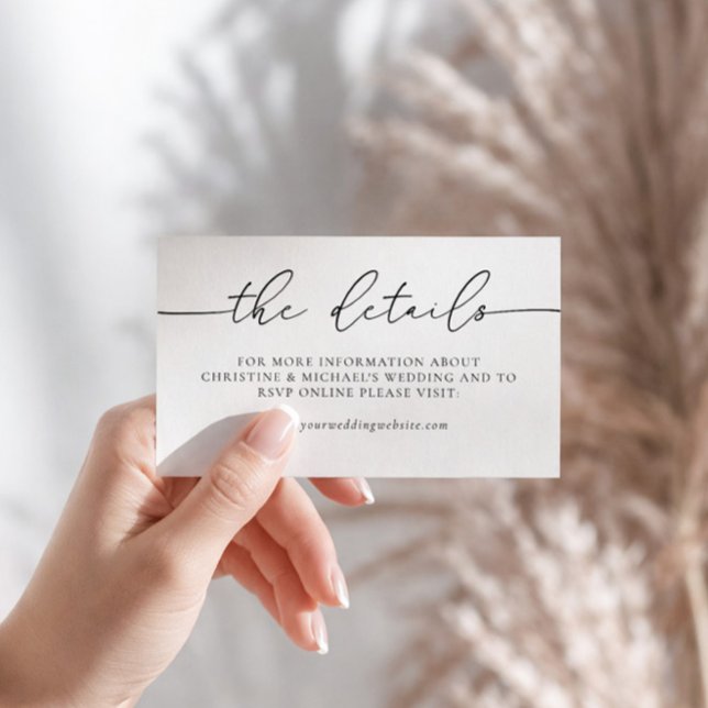 Carte D'accompagnement Détails de mariage de calligraphie élégante minima (Créateur téléchargé)