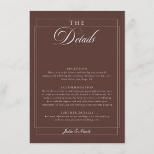 Carte D'accompagnement Détails de mariage de calligraphie ivoire choco cl