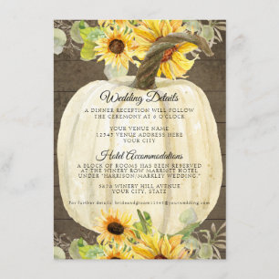 Carte D'accompagnement Détails de mariage de citrouille automnale florale