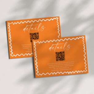 Carte D'accompagnement Détails de mariage de code QR Citron Orange Capric