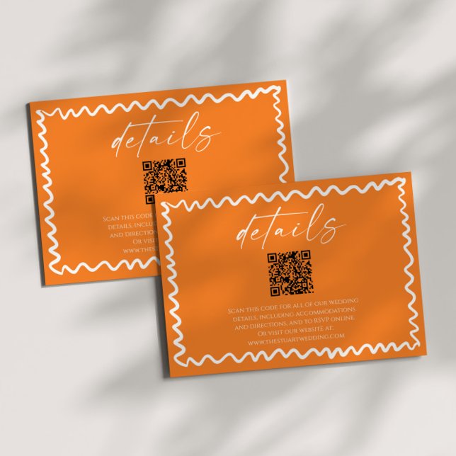 Carte D'accompagnement Détails de mariage de code QR Citron Orange Capric (Créateur téléchargé)