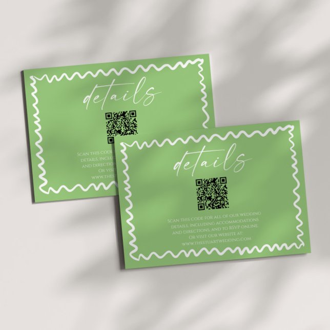 Carte D'accompagnement Détails de mariage de code QR vert Citrus Capriceu (Créateur téléchargé)