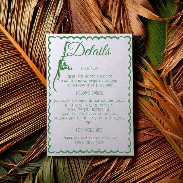 Carte D'accompagnement Détails de mariage de destination rétro côtier tro (Créateur téléchargé)