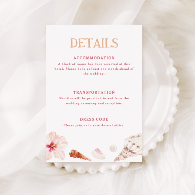 Carte D'accompagnement Détails de mariage de destination tropicale (Créateur téléchargé)