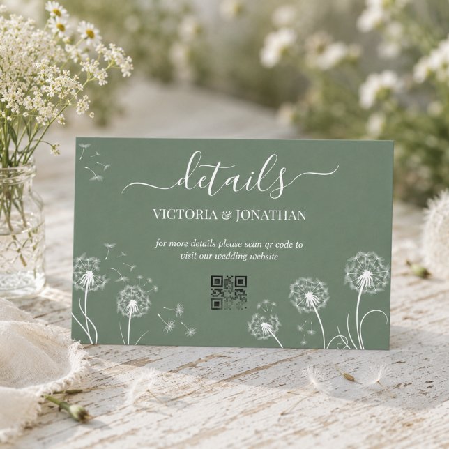 Carte D'accompagnement Détails de mariage de fleur de prairie simple vert (Créateur téléchargé)