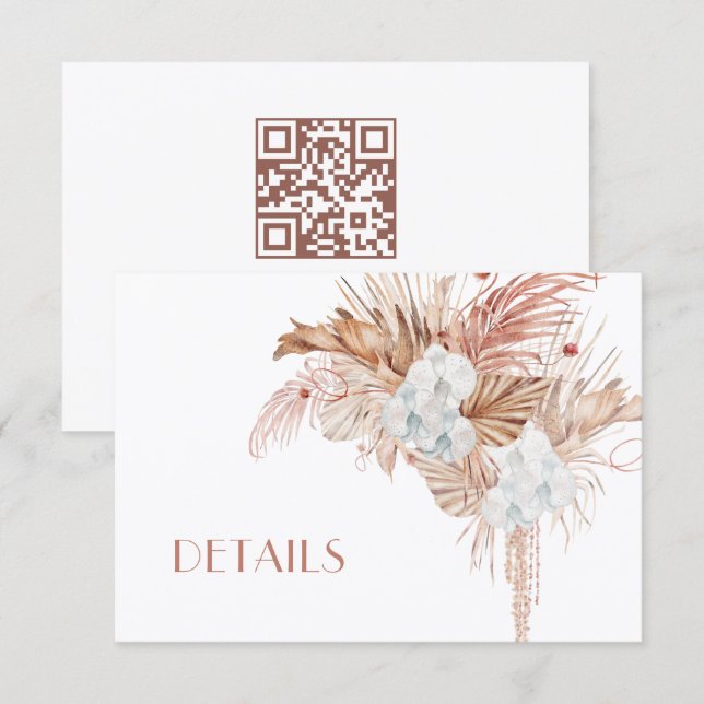 Carte D'accompagnement Détails de mariage de fleurs aquarelles Boho (Devant / Derrière)