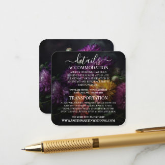 Carte D'accompagnement Détails de mariage de fleurs colorées foncées pers