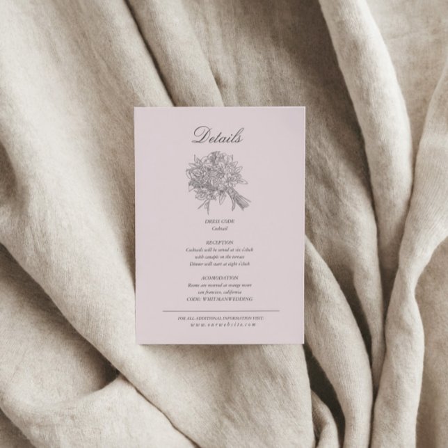 Carte D'accompagnement Détails de mariage de florales esquissées de vinta (Créateur téléchargé)