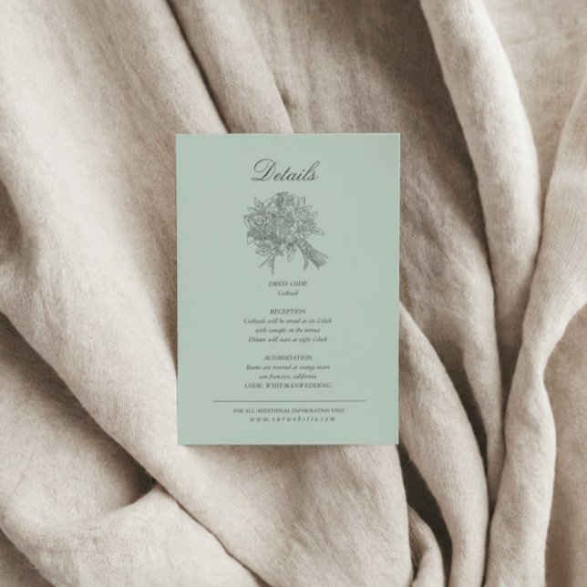 Carte D'accompagnement Détails de mariage de florales esquissées de vinta (Créateur téléchargé)