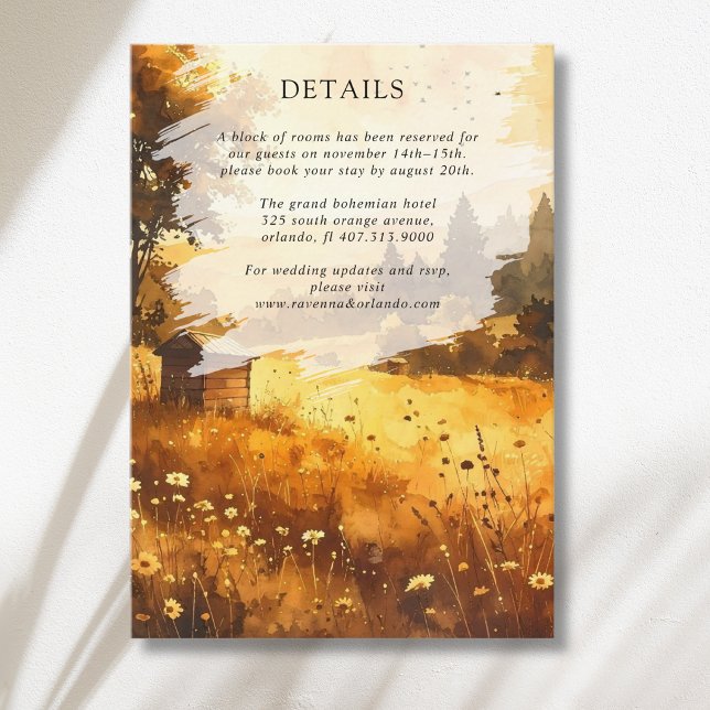 Carte D'accompagnement Détails de mariage de grange rustique d'automne (Créateur téléchargé)