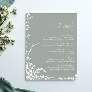 Carte D'accompagnement Détails de mariage de jardin floral romantique Ver