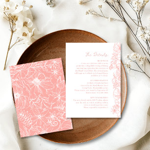 Carte D'accompagnement Détails de mariage de jardin floral rose poudré si