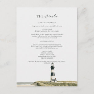 Carte D'accompagnement Détails de mariage de phare Ivory Olive Script