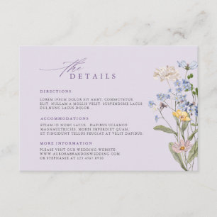 Carte D'accompagnement Détails de mariage de Prairie de Fleurs sauvages d