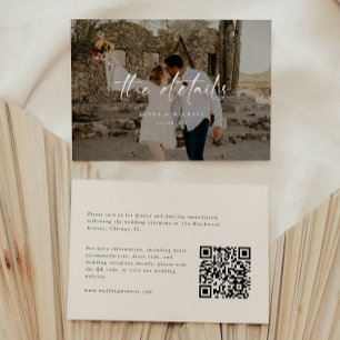 Carte D'accompagnement Détails de mariage de script de photo beige modern