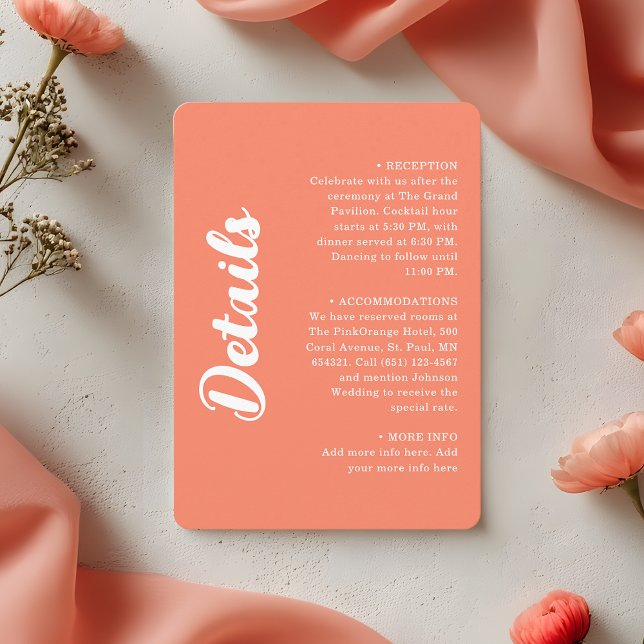 Carte D'accompagnement Détails de mariage de style écriture groovy rose c (Créateur téléchargé)