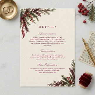 Carte D'accompagnement Détails de mariage de vacances de verdure de Noël