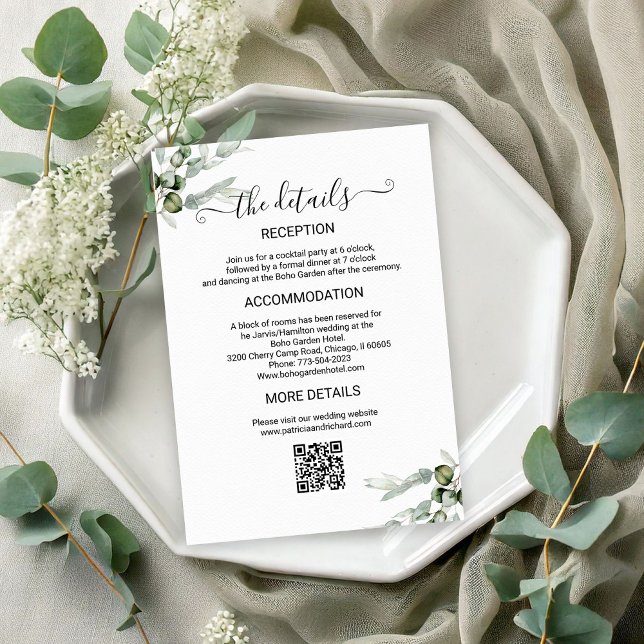 Carte D'accompagnement Détails de mariage de verdure (Créateur téléchargé)