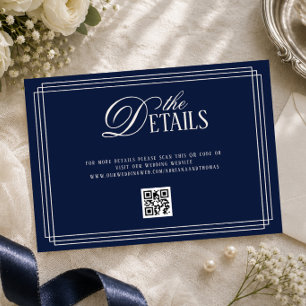 Carte D'accompagnement Détails de mariage Deep Blue Old Money