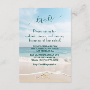 Carte D'accompagnement Détails de mariage Destination Kauai Beach Starfis