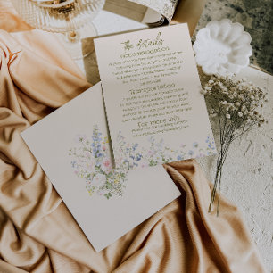 Carte D'accompagnement Détails de mariage d'été floral dessinés à la main