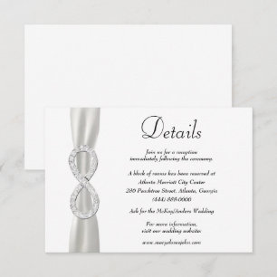 Carte D'accompagnement Détails de mariage Diamant Infini Ruban Blanc