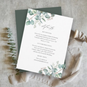 Carte D'accompagnement Détails de mariage élégant à la verdure eucalyptus