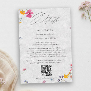 Carte D'accompagnement Détails de mariage élégants avec code QR Fleur sau
