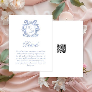 Carte D'accompagnement Détails de mariage élégants avec monogramme poussi