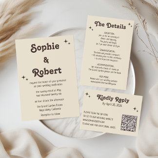 Carte D'accompagnement Détails de mariage élégants avec typographie rétro