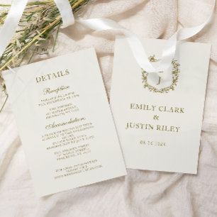 Carte D'accompagnement Détails de mariage élégants classiques à monogramm