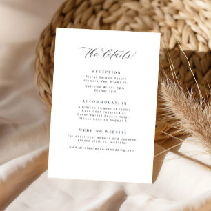 Carte D'accompagnement Détails de mariage élégants minimalistes noir et b