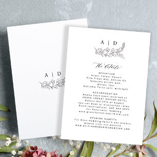 Carte D'accompagnement Détails de mariage élégants minimalistes noir et b