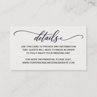 Carte D'accompagnement Détails de mariage élégants monogramme noir blanc